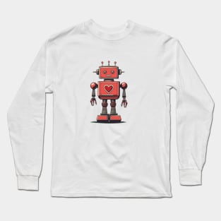 Retro Vintage Tin Robot with Heart Long Sleeve T-Shirt